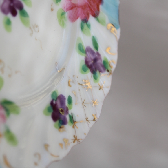 Floral Hand-Painted Decorative Plate with Gold Accents - Picture 7 of 9